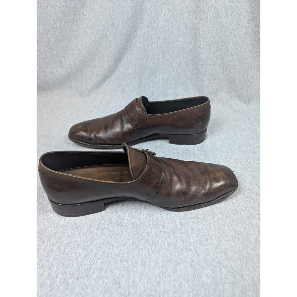 Prada Milano Leather Monk Strap Loafers Mens Size 11 Brown Made In Italy - Picture 4 of 14
